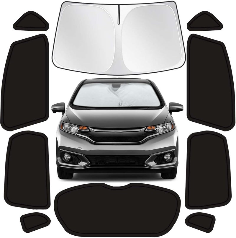 JASVIC for Honda Fit 2015-2020 Car Window Shades, 10pcs Privacy Sun Shade Set for Front Windshield Side and Rear Windows, Full Window Covers Keeps Vehicle Cool for Camping Napping - Image 1